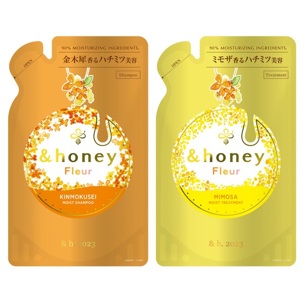 &honey & honey fleur shampoo hair treatment refill pair set with oyster & mimosa scent [shampoo refill/treatment refill]