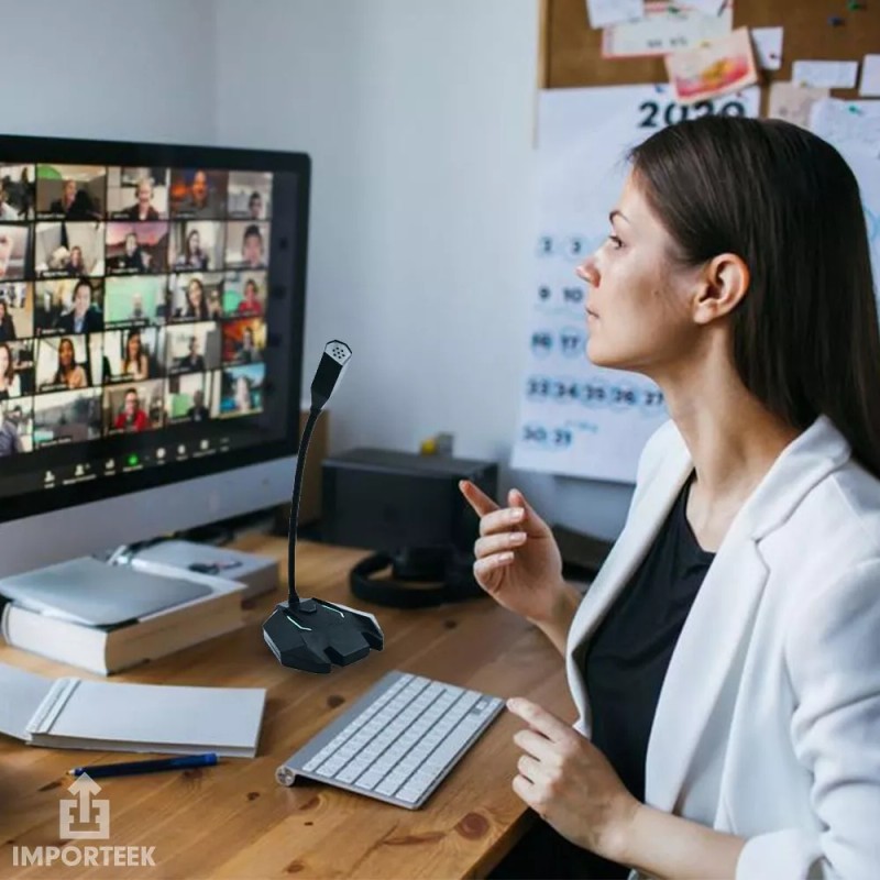 Importeek Microfono Usb Alambrico Pc Laptop Computadora Gamer Luz Led