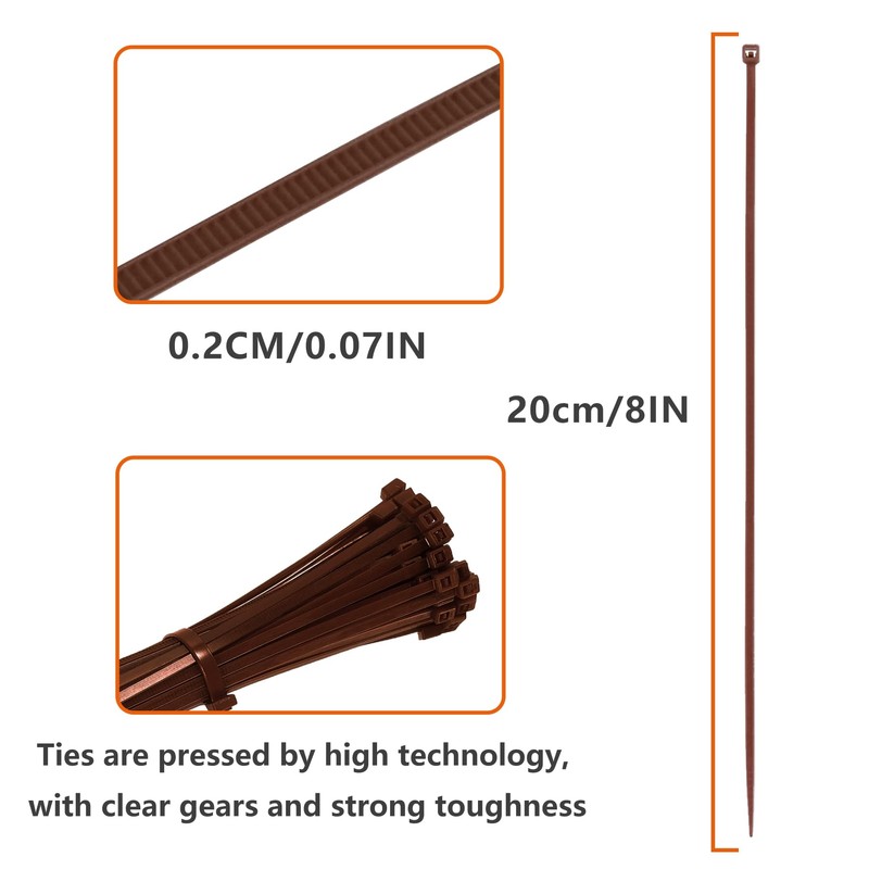 TORMENナイロン結束バンド 耐候性タイプ 室内 室外用 配線整理 ケーブルまとめ 3×20 100本入 (ブラウン)