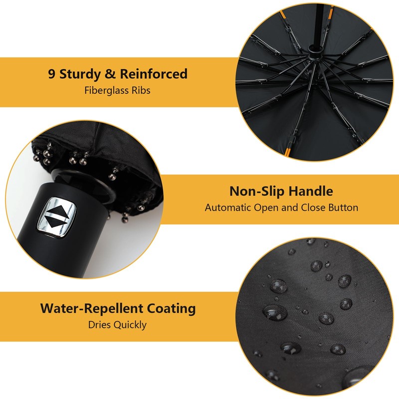 Romon Automatic Umbrella, Stormproof, Compact UV Protection, Ideal for On