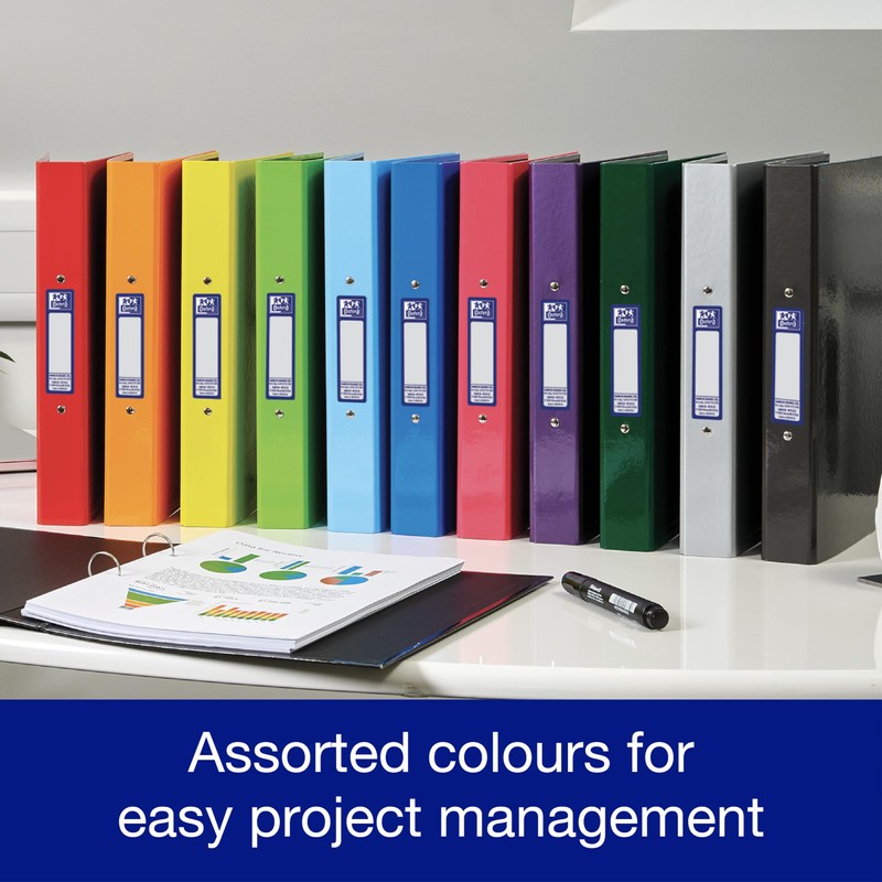 Oxford Premium A4 Ring Binder, Charcoal Black Single Folder, 25mm