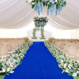Wedding Aisle Runner: 4.5FTx15FT Velvet Fabric - Royal Blue Carpet Runner for Prom Party Outdoor Grass Floor Indoor Walkway Rug Runner Hallway Decorations