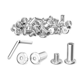 Pack of 40 M4 x 12 mm Connection Screws, Sleeve Screws, Stainless Steel A2 V2A, Furniture Screws, Cabinet Connector with Hex Key for Cabinets, Cabinets, Wood Bread