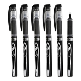 Premium Gel Roller Ball Pen Set - 6 Fine Point Pens (Black) - (0.7 mm) - Comfort Grip - Ideal for Office and School Supplies (Black)