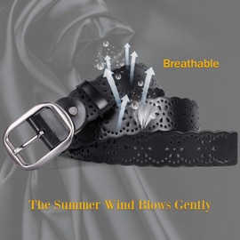 JASGOOD Fashion Women's Genuine Leather Waist Belt With Alloy Buckle,C-Black, Suit for Pant Size 26"-30"