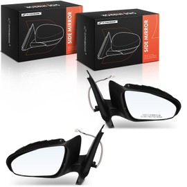 A-Premium Pair (2) Driver and Passenger Side Power Door Mirror - Compatible with Toyota Yaris 2012 2013 2014 - Heated Manual Folding Black Outside Rear View Mirror