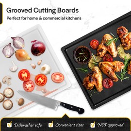 Thirteen Chefs Black Cutting Board with Juice Groove - Large 18 x 12 Inch for Meat, Grilling, BBQ and Carving, Restaurant Grade HDPE 1/2" Thick Plastic
