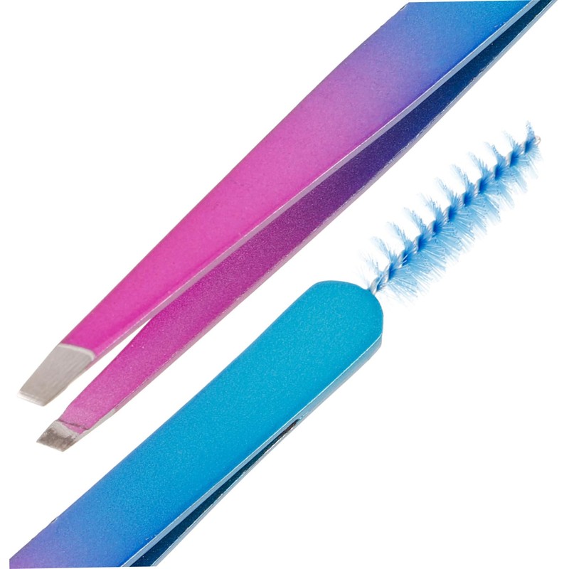 Baluue Stainless Steel Travel Eyebrow Tweezer with Brush Portable Eyebrow