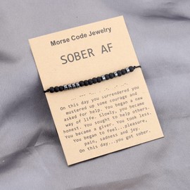 MAOFAED Addiction Recovery Gift Inspirational Morse Code Bracelet 12 Step Gift AA NA Gifts Recovery Bracelet (sober code br)