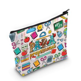 LEVLO Paraprofessional Cosmetic Makeup Bag Para Teacher Gift Paraprofessional Appreciation Zipper Pouch Bag Paraeducator Teacher Merch (Para Bag)