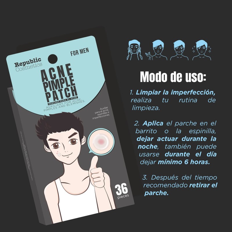 Republic Cosmetics Skin Care Acne pimple patch para hombre 36