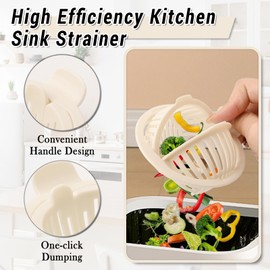 4 Pcs Kitchen Sink Drain Strainer, Sink Strainer Basket 2025 New Automatic Dumping Sink Drain Basket, Kitchen Sink Strainer Basket Waste Collector Filter Kitchen Essentials Accessories (White)