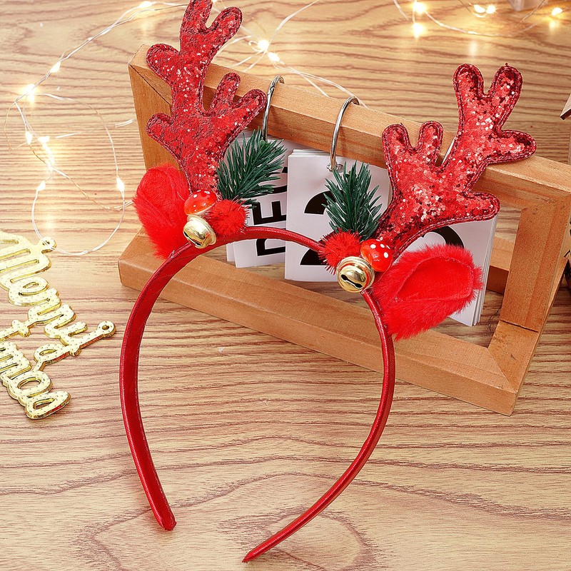 yeabwps Christmas HeadbandsGlitter Reindeer Antlers Headbands for Adults Kids Party