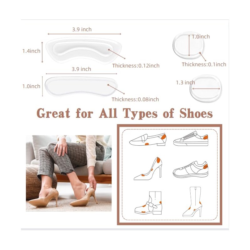 Shoe Heel Pads, Gel Cushion Inserts, Back of Heel Cushion,