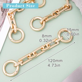 Pndeyo Bag Extender Chain for Women, Metal Purse Straps Extenders, Flat Purse Chain Strap Charms Accessories for Wallets Handbags Crossbody Shoulder DIY Bags- Gold