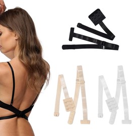 3 Pairs Low Back Bra Converter, Adjustable Bra Extenders 2 Hooks 3 Assorted Colors Elastic Bra Straps, For Women Party Backless Dress, Elevate Your Backless Dress Style with Confidence