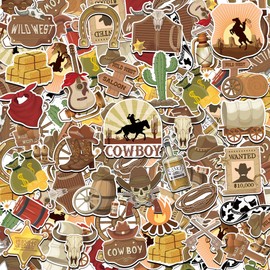 1500Pcs Western Stickers 50 Sheets Country Cowboy Stickers for Adults Waterproof Vinyl Western Themed Hat Boot Sticker for Party Favors Wild West Horse Sticker for Water Bottles Scrapbooking