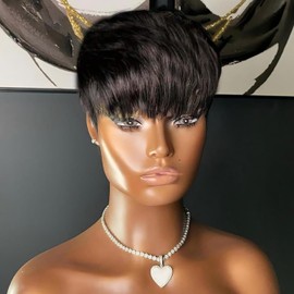 VRZ Short Human Wigs for Black Women Human Hair 1B038