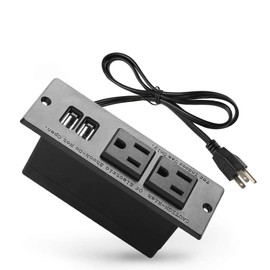Conference Recessed Power Strip Socket with USB Ports,Table Power Strip,Desktop Charging Station with 2-Outlets and 2 USB Ports