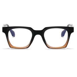 YAMEIZE Square Blue Light Filter Glasses for Women Men Blue Light Filter Computer Glasses Retro Square Frame Anti Blue Light Glasses for Mobile Phones Computer and TV, black brown