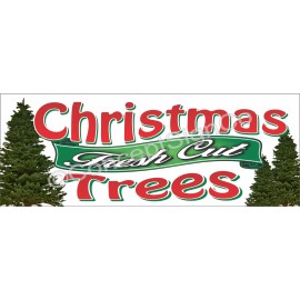 Concept Signs & Graphics 3'x8' FRESH CUT CHRISTMAS TREES BANNER Outdoor Sign LARGE Holiday Sales Xmas