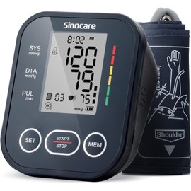 Sinocare Blood Pressure Monitor, Upper Arm BP Machine for Home, Adjustable Cuff 8.6"-16.5", One-Button Operation, Dual User Mode, Posture Detection & Irregular Heartbeat Alert