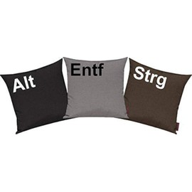 Pillowcase cover Set 3 Piece for The chosen few! Cushion "old motif, CTRL and DELETE" - Black, 15.75" x 15.75"