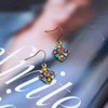 Inilbran Boho Colourful Gemstone Earrings Rainbow Square Dangle Hook Earrings