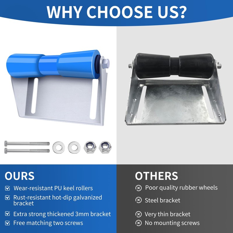 XIANGZI 12" Boat Trailer Rollers with Brackets Galvanized Steel Keel