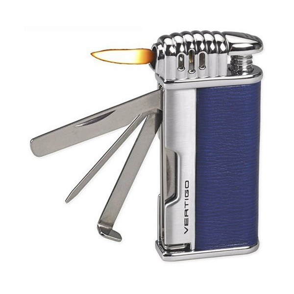 Lotus Vertigo Puffer Angled Flame Pipe Lighter w/Tamper Scraper Spike (Blue)