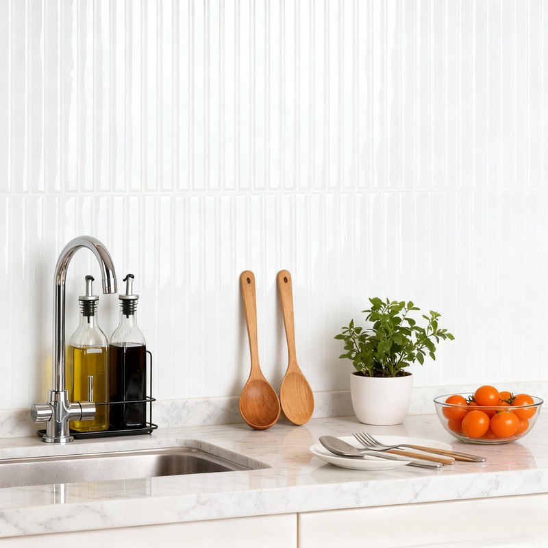Backsplash Tile Peel and Stick, Self-Adhesive White Decorative Wall Tiles