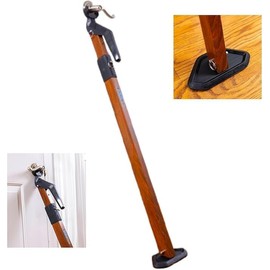 Super Heavy Duty Security Door Wood Grain Finish Lock Bar Fully Adjustable Door Stopper Device for Home Defense for Residential and Commercial Use to Protect Against Forced Entry