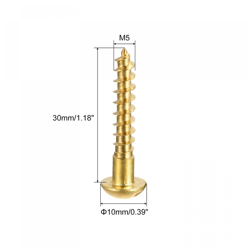 sourcing map Wood Screws M5 x 30mm Slotted Round Head