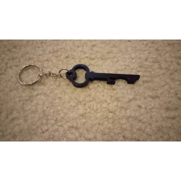 New Alloy Skeleton Key Keychain / Bottle Open Black Painted