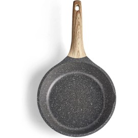 Caannasweis 8 Inch Nonstick Gray Saute Fry Pan With Granite Coating