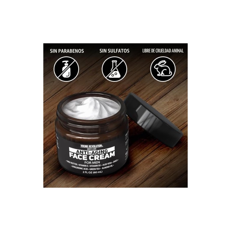Viking Revolution Crema Facial Antienvejecimiento Hombres Hidratante Ácido Hialurónico Aloe