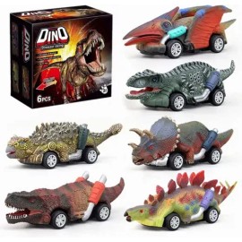 Juguetes De Dinosaurio 6 Carritos Coches Pull-back Tracción Color Pack Of 6 Personaje Pack Of 6