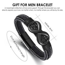 CERSLIMO Nephew Gifts from Auntie - Stainless Steel Infinite Charm & Leather Bracelets Gifts for Nephew, Boys Gifts for Nephew Birthday Christmas Graduation Gift, Nephew Bracelet