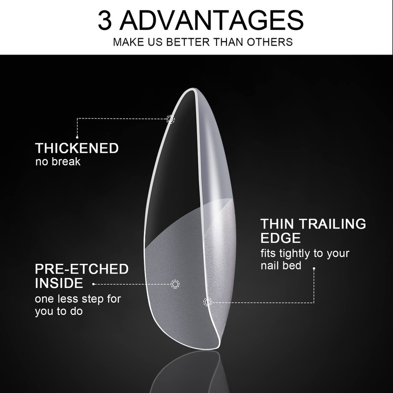 600Pcs Almond Nail Tips Full Cover, MORGLES Acrylic Nail Tips