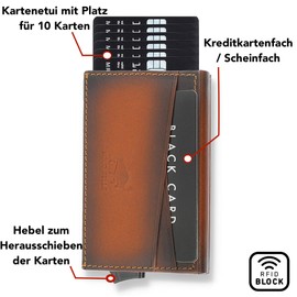 Solo Pelle Leather Slim Wallet with RFID Protection for up to 11 cards, model: Mech Leather, Cognac Brown Burned
