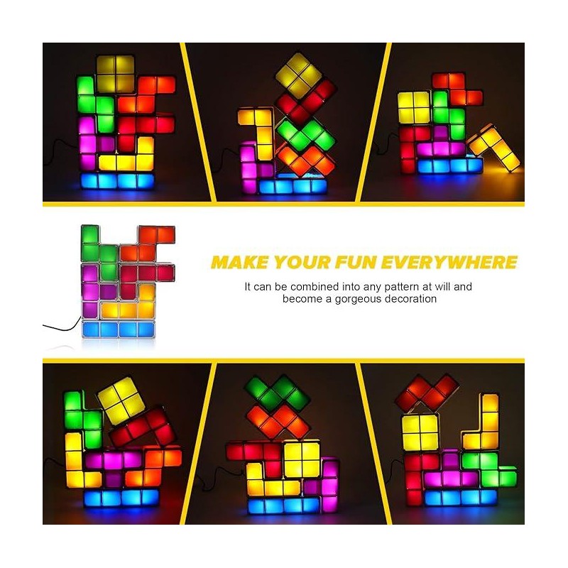 Tetris Puzzle LED Table Lamp Retro Style Jigsaw Stackable Lamp,