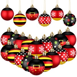 Simgoing 24 Pcs 2.4 Inch Christmas Balls Ornaments Cartoon Mouse Theme Plastic Ball Christmas Tree Hanging Ornaments Cartoon Colored Dot Decorations for Xmas Trees Party Decor(Cute)