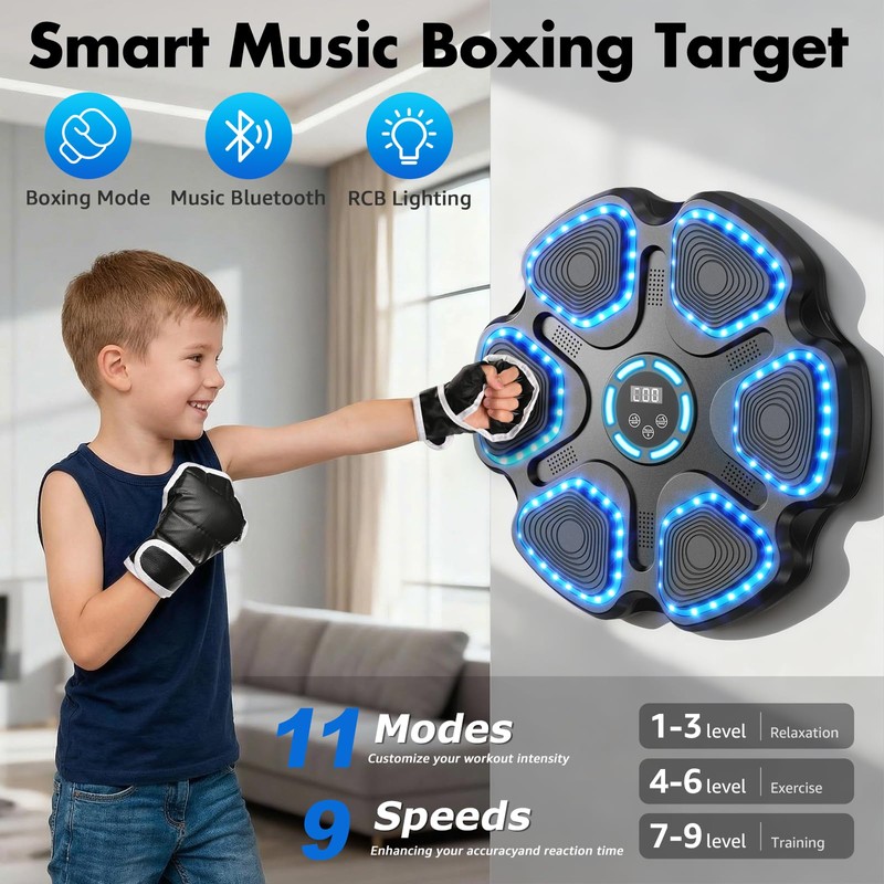 Music Boxing Machine for Kids Adults, Smart Interactive Music Punching