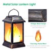 TomCare Flickering Flame Solar Lights Outdoor Metal Hanging Lantern, 2