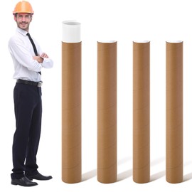 Feifeiya 4 Pack Mailing Tube 4" x 35", 3" x 35" Poster Tube with Caps Kraft Paper Cardboard Tubes Kraft Paper Storage Tubes for Shipping Storing Posters, Prints, Artwork, Crafts, or Documents