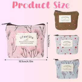 Molain Pack of 4 Children's Mini Purse, Mini Purse, Canvas Small Purse, Mini Purse, Women's Coin Purse with Zip, Portable Purse, Cosmetic Bag for Coins, Cards, Keys