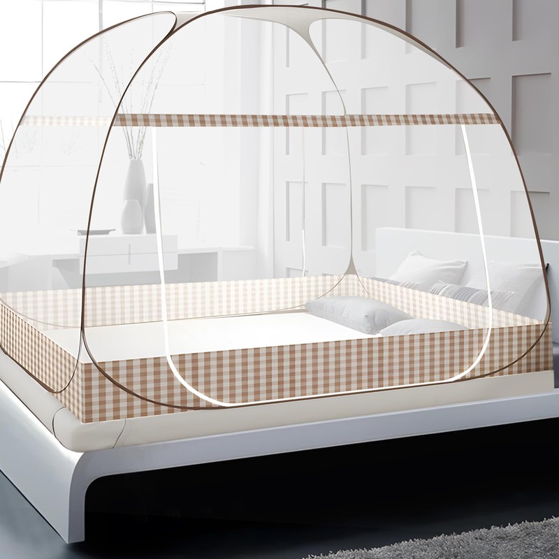 Mosquito Net Bed, Foldable Double Door Mosquito Net Pop Up,