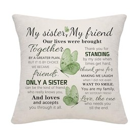 Bommex Sister Gift from Sister Women Throw Pillow Cushion Cover for Sister from Sister Big Little Sister Gift Birthday Gift Graduation Gift Friendship Gift (sister-5)
