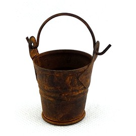 Melody Jane Dolls House Miniature 1:12 Accessory Aged Rusty Coloured Old Metal Tin Bucket