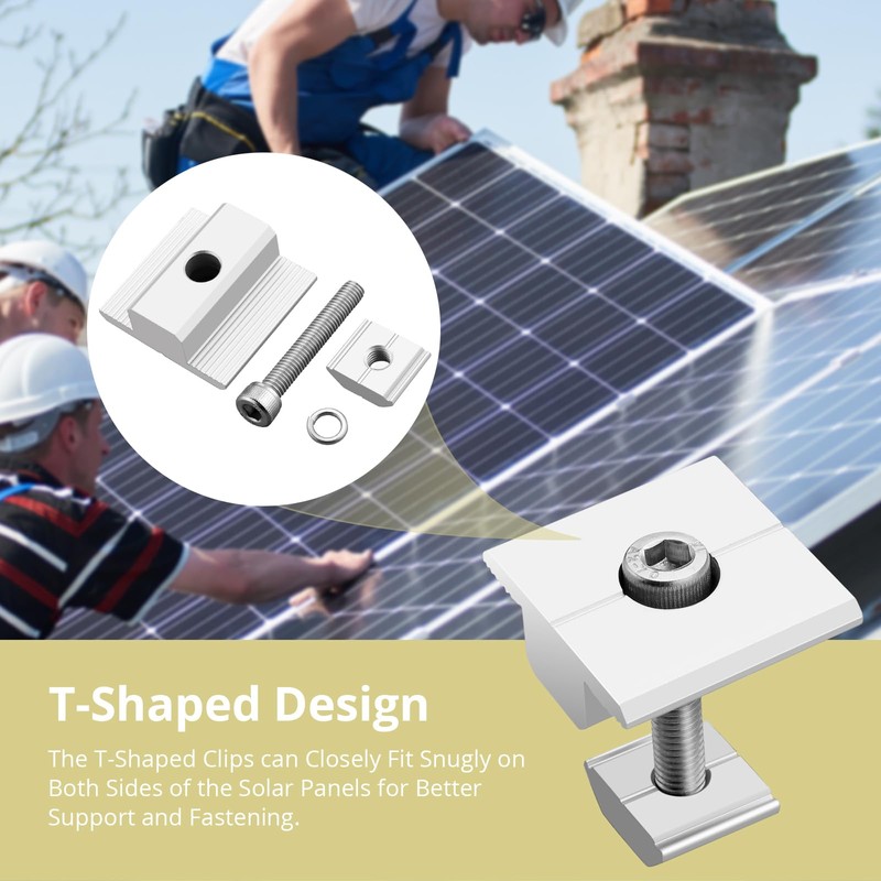 Anbte 10pcs Solar Panels Centre Clamps 30mm, Aluminium Solar Panel